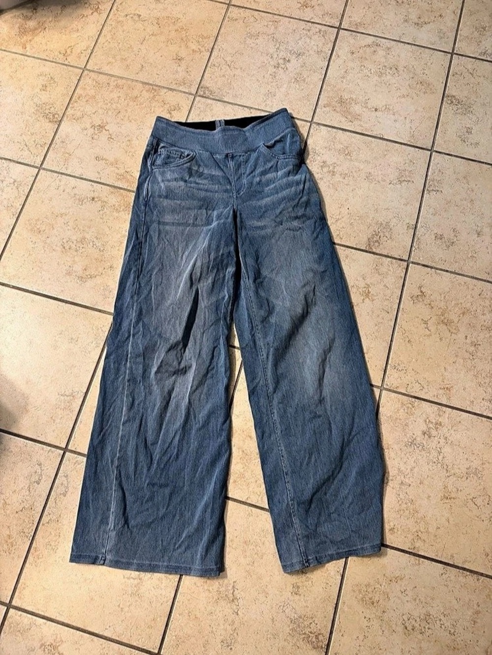 Halara Flex High Waisted Crossover Wide Leg Casual Jeans Blue Small